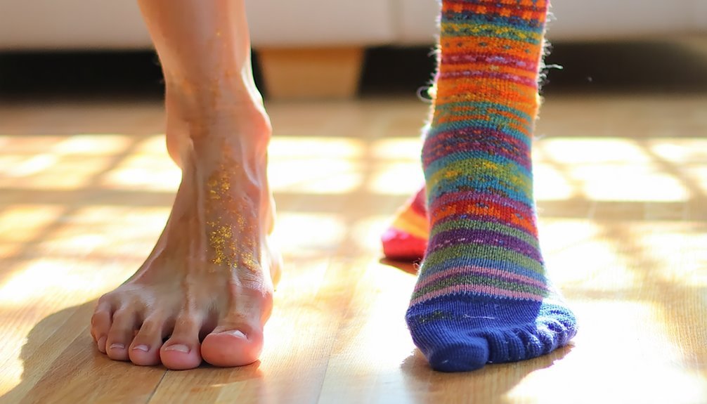 barefoot or wearing socks